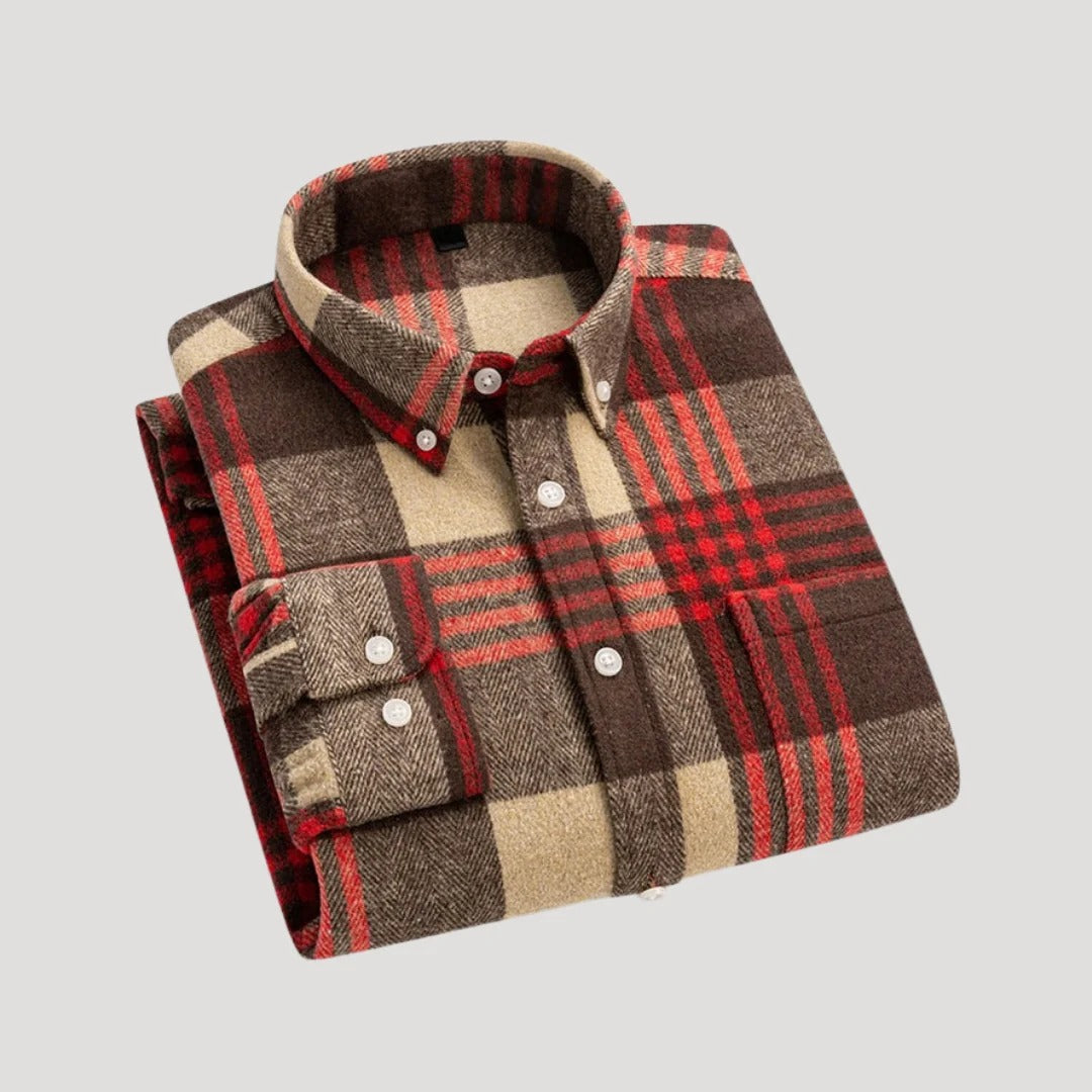 Herr rutig flanellskjorta som overshirt