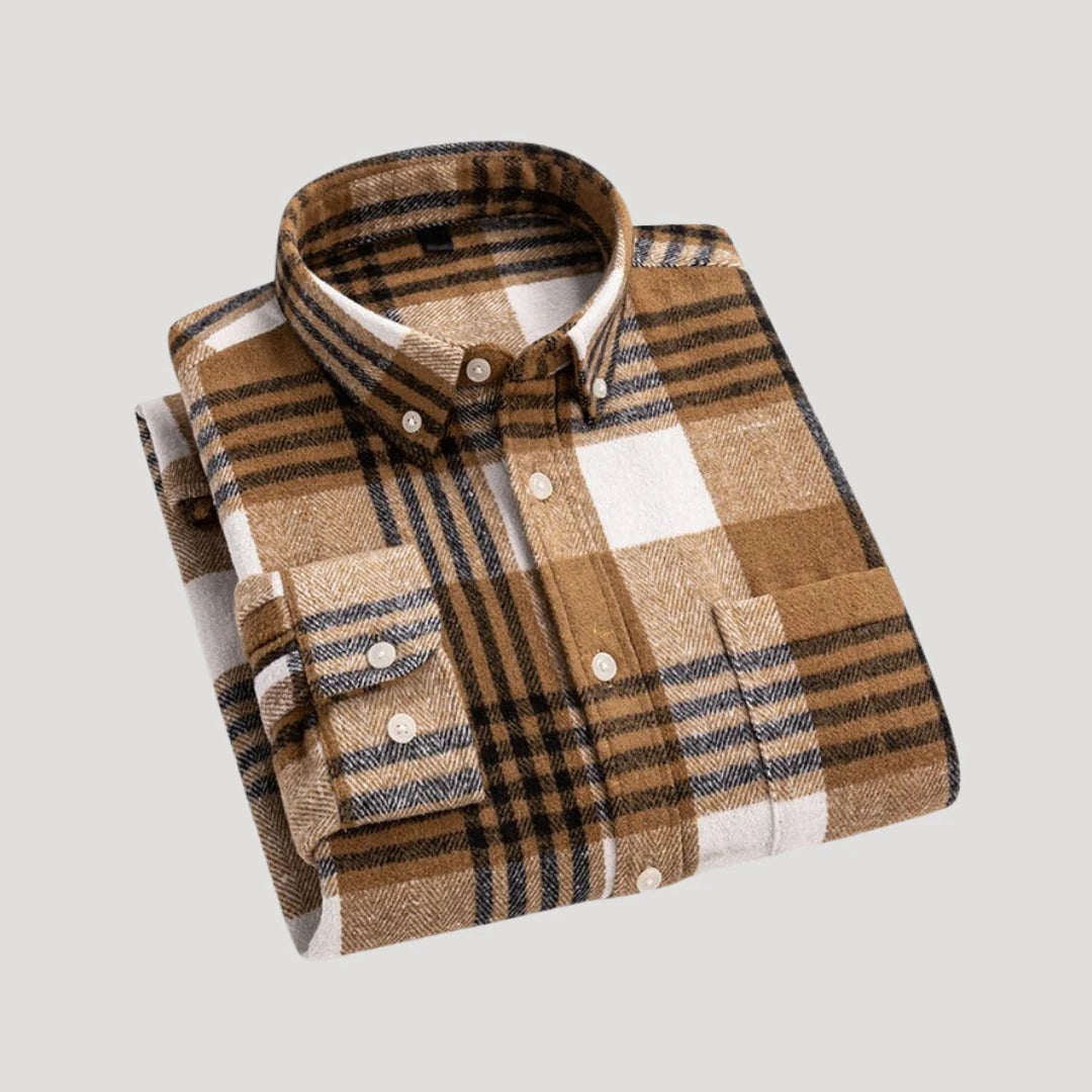 Herr rutig flanellskjorta som overshirt