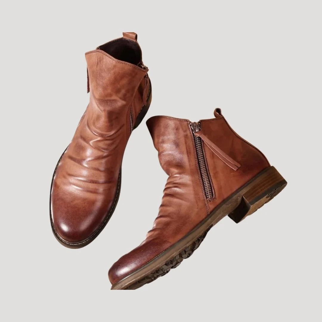 Herr boots i slätt konstläder med dragkedja