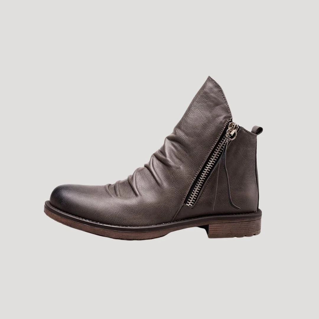 Herr boots i slätt konstläder med dragkedja