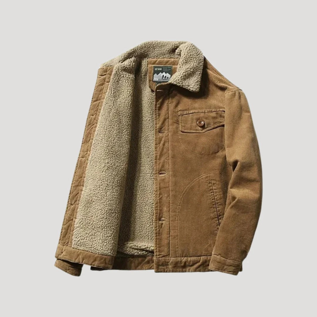 Herr vinterjacka i corduroy med sherpa foder