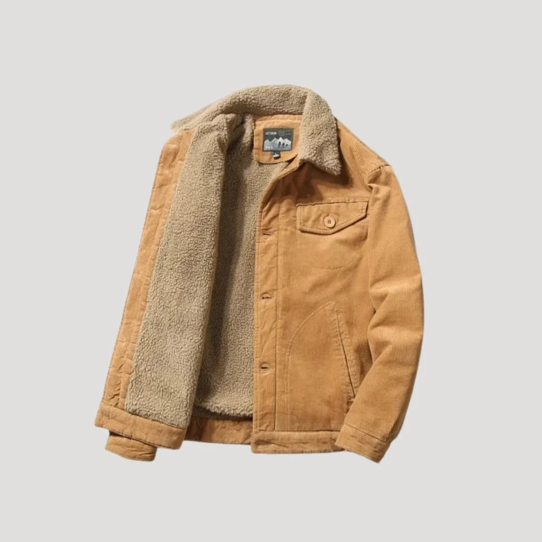 Herr vinterjacka i corduroy med sherpa foder