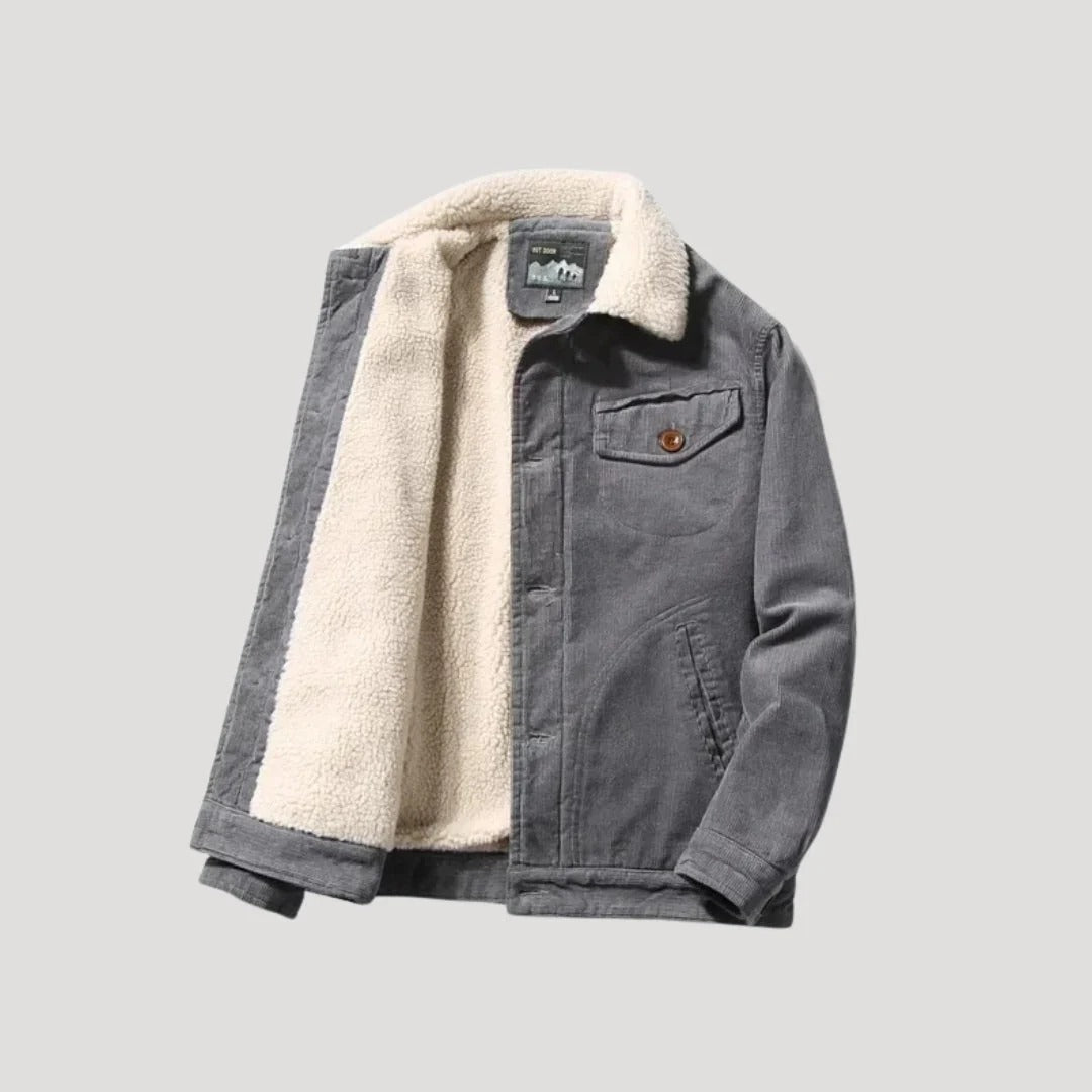 Herr vinterjacka i corduroy med sherpa foder