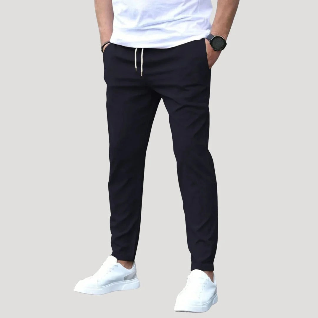 Herr chinos med elastisk midja och dragsko