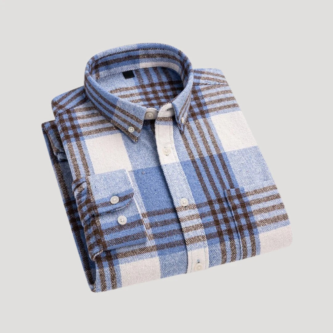 Herr rutig flanellskjorta som overshirt