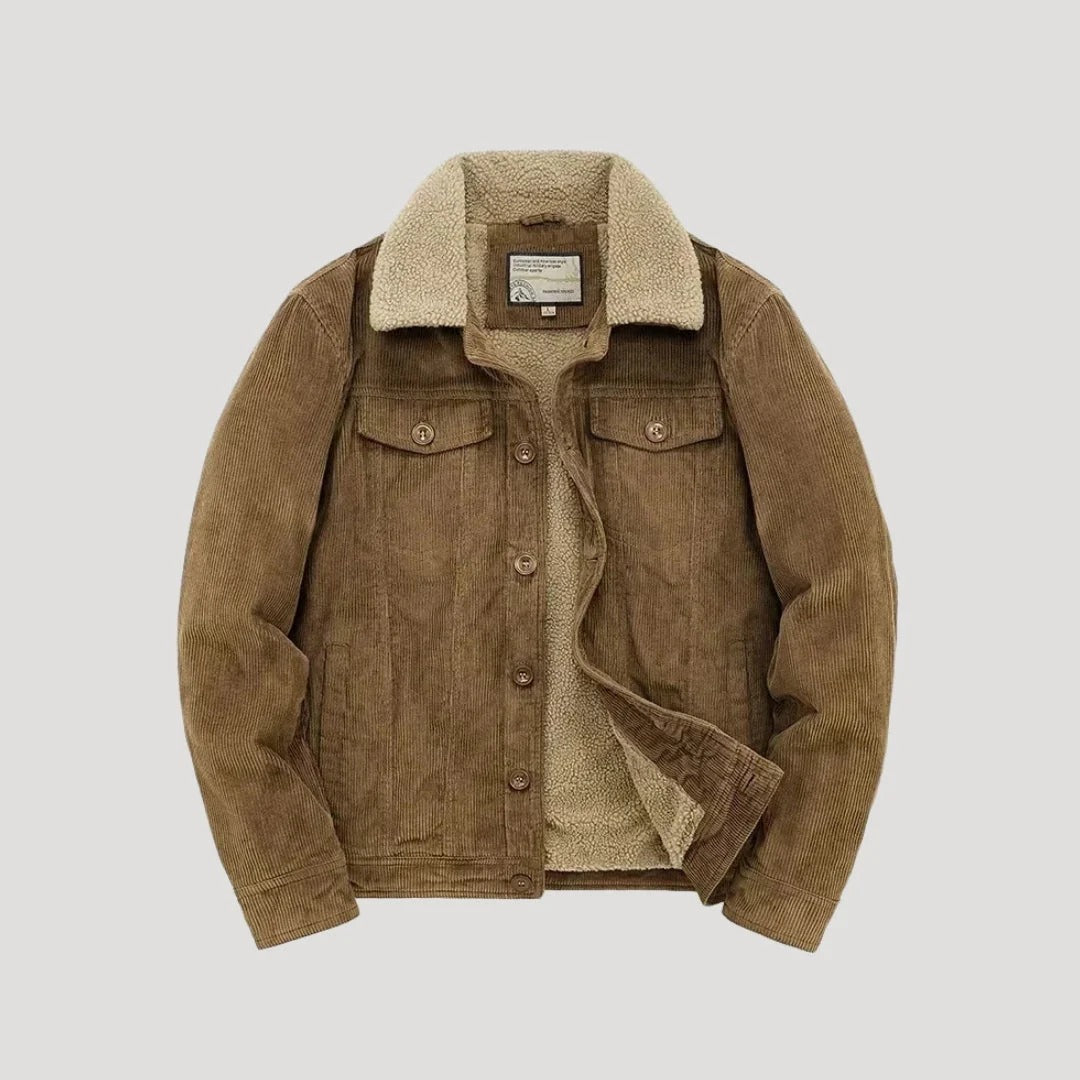 Herr fodrad truckerjacka med shearling