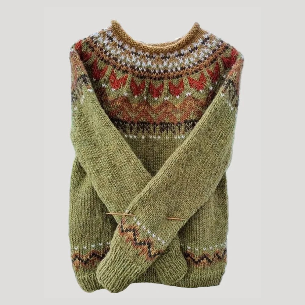 Herr långärmad jumper med nordiskt mönster