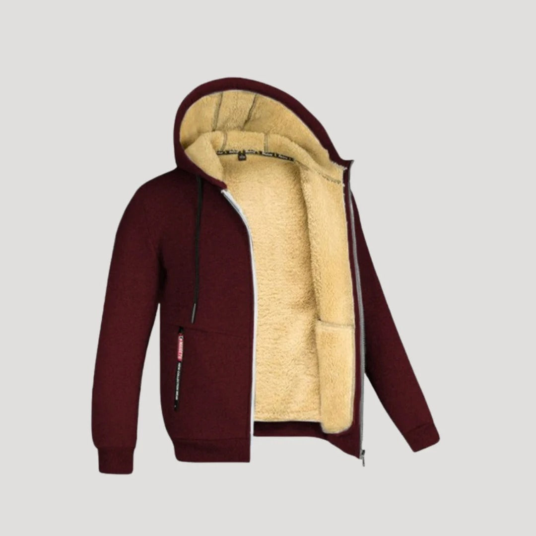 Herr fleecefodrad hoodie med dragkedja