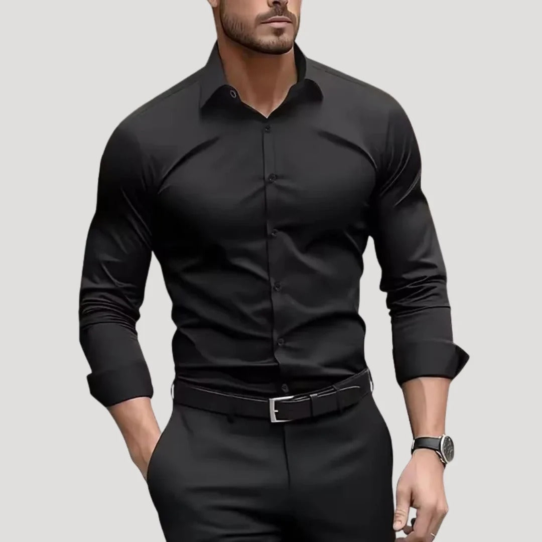 Herr slim fit skjorta lång ärm i stretch