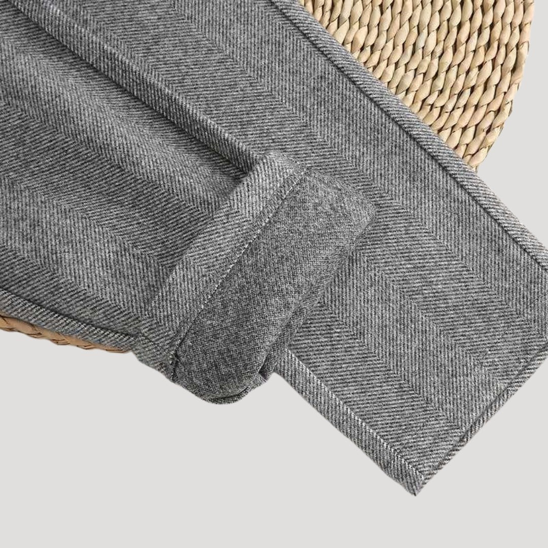 Herrbyxor i herringbone med hög midja