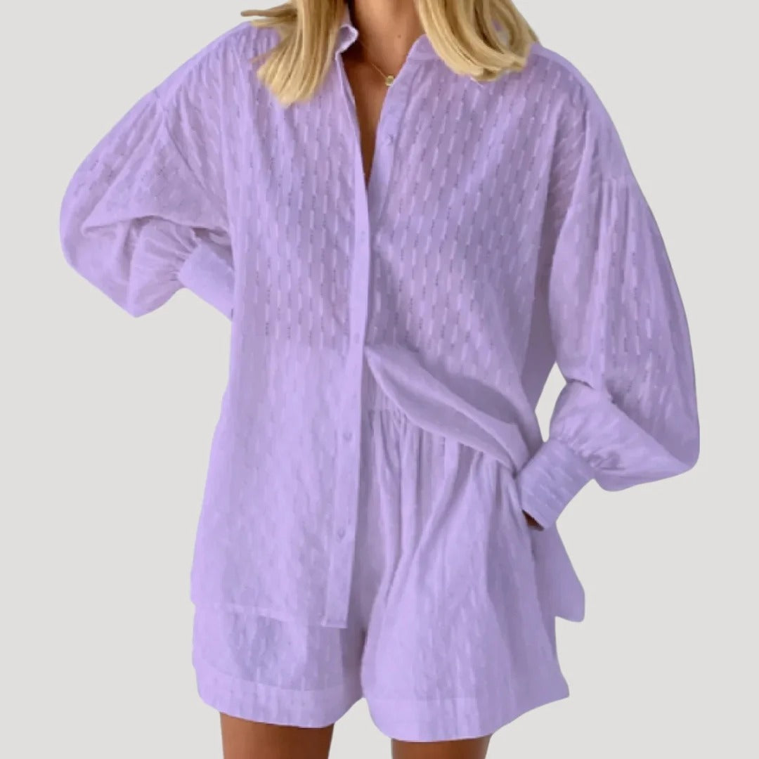 Dam matchande set med skjorta och shorts