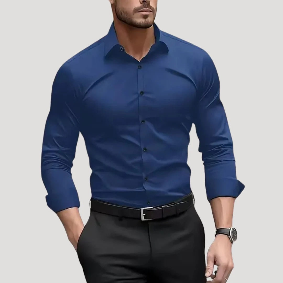 Herr slim fit skjorta lång ärm i stretch