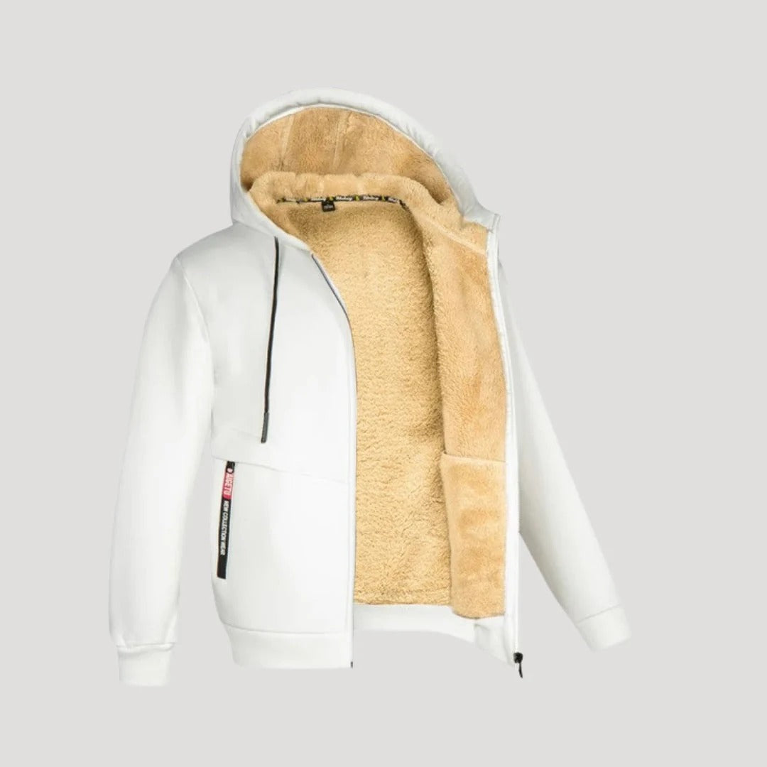 Herr fleecefodrad hoodie med dragkedja