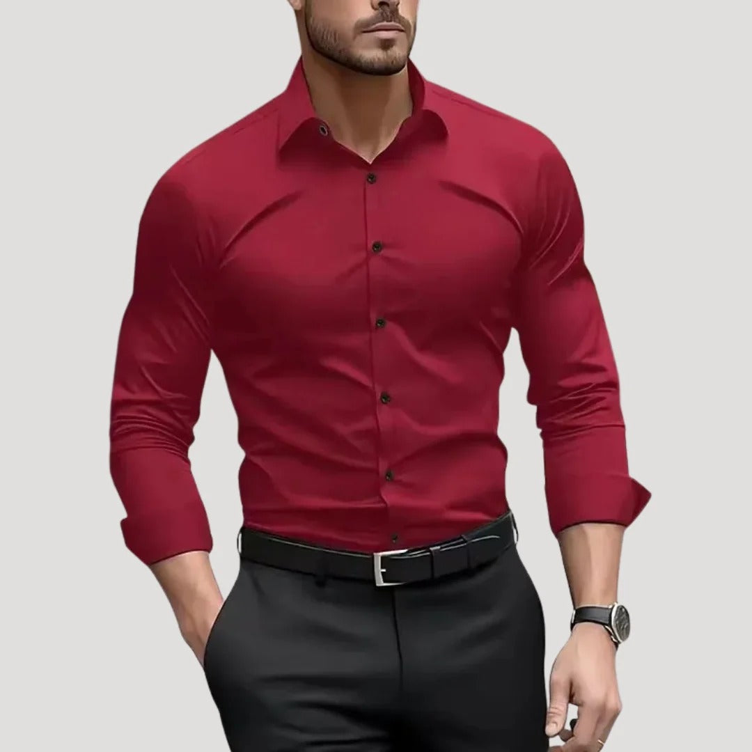 Herr slim fit skjorta lång ärm i stretch