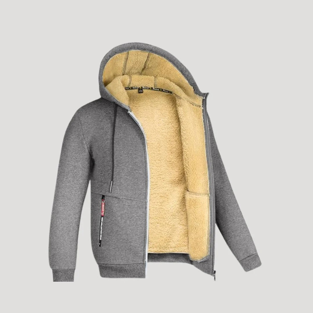 Herr fleecefodrad hoodie med dragkedja