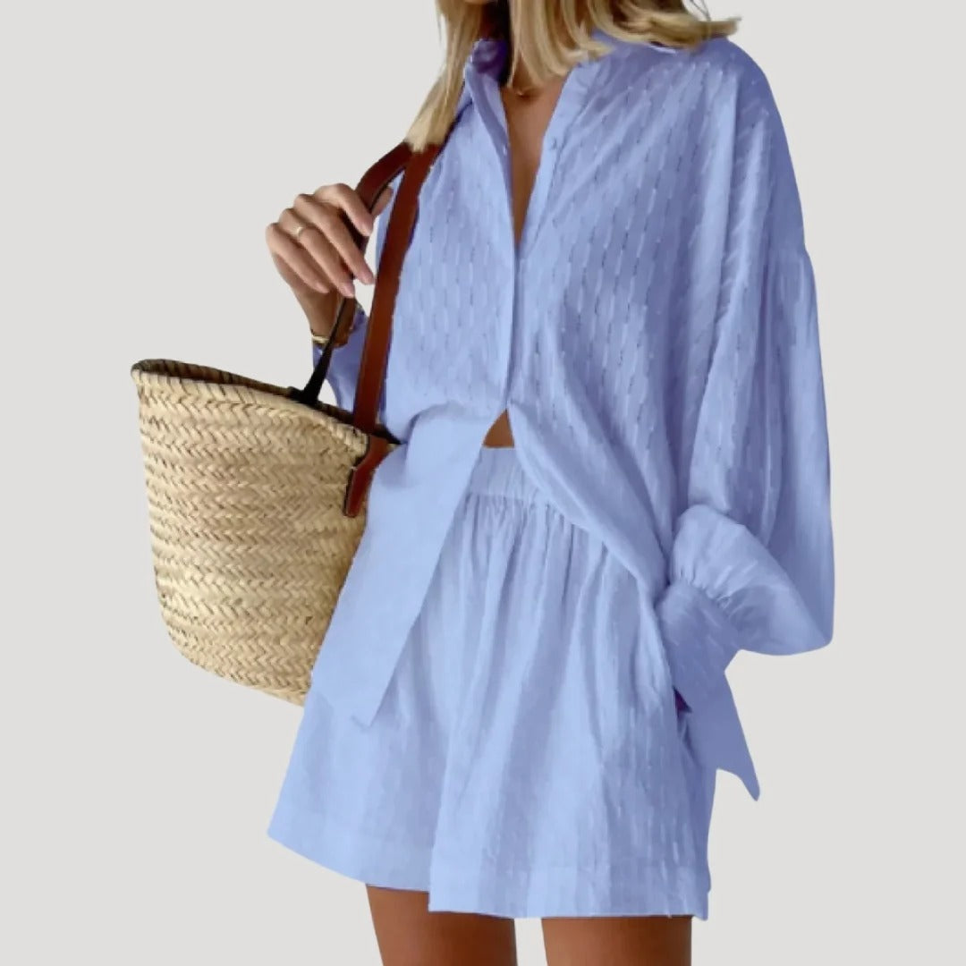 Dam matchande set med skjorta och shorts
