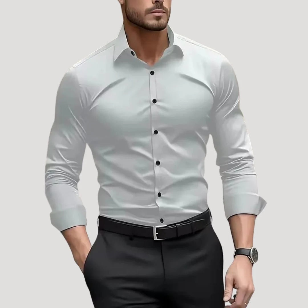 Herr slim fit skjorta lång ärm i stretch