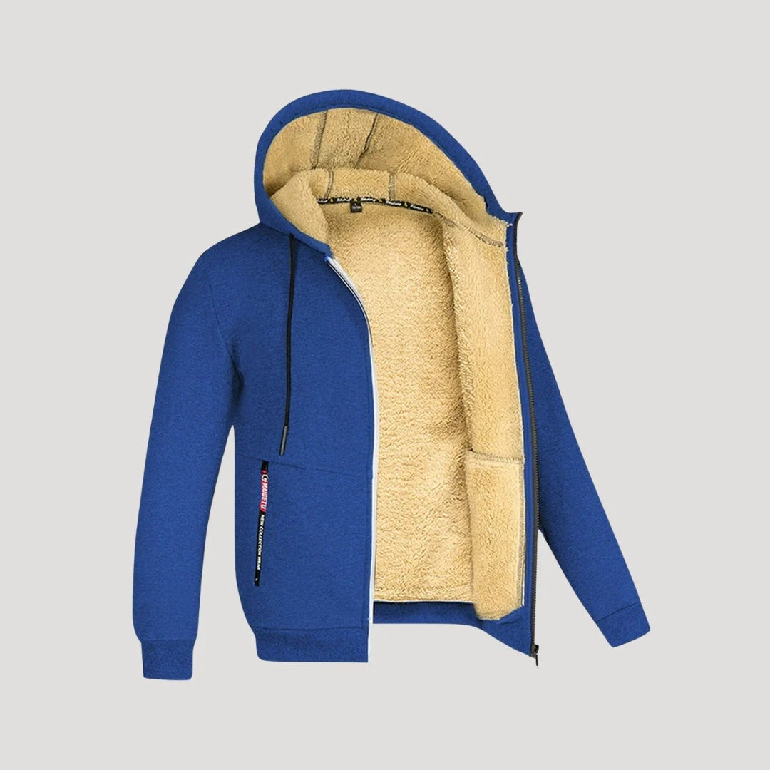Herr fleecefodrad hoodie med dragkedja