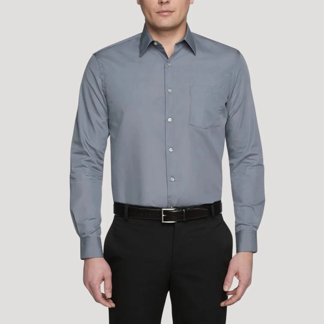 Herr skjorta med murarkrage slim fit långärmad