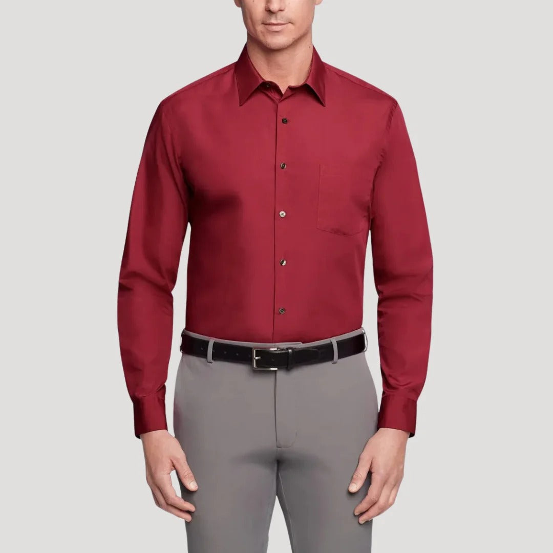 Herr skjorta med murarkrage slim fit långärmad