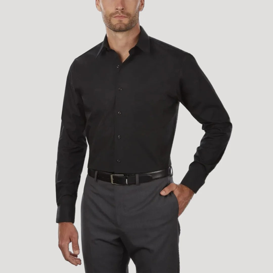 Herr skjorta med murarkrage slim fit långärmad