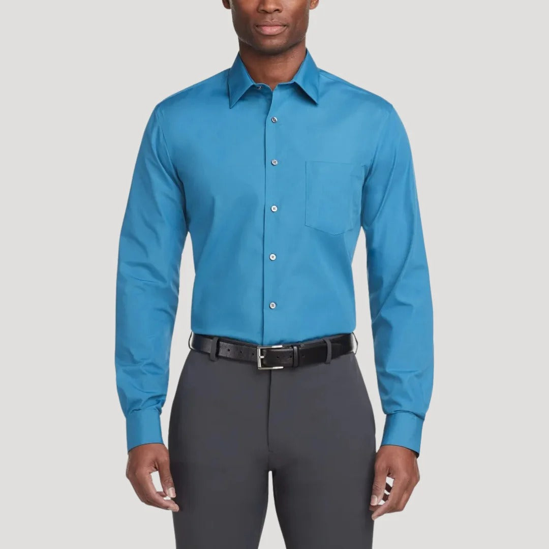Herr skjorta med murarkrage slim fit långärmad