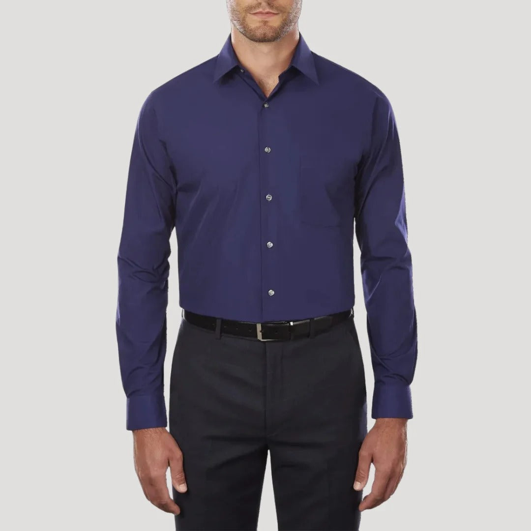 Herr skjorta med murarkrage slim fit långärmad