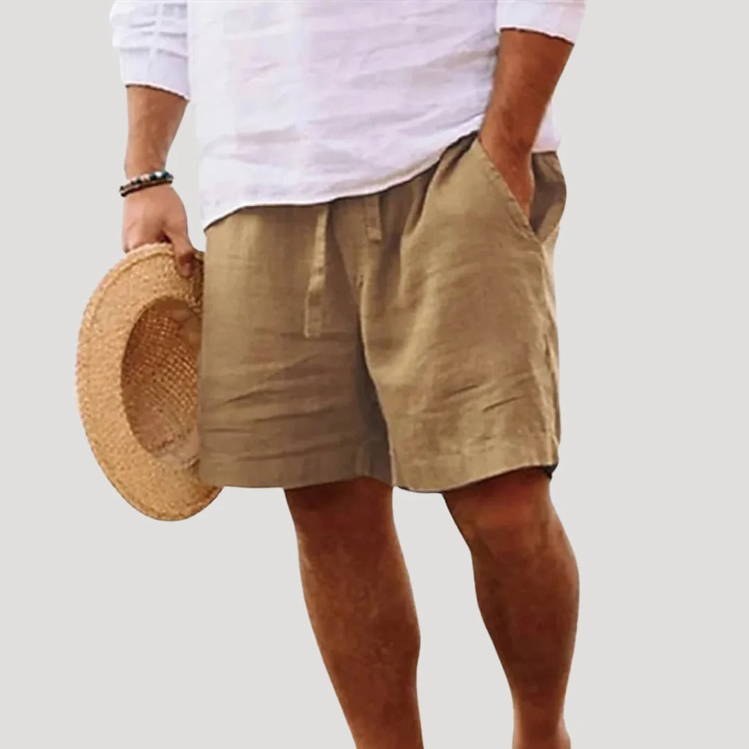 Herr linneshorts med lös passform