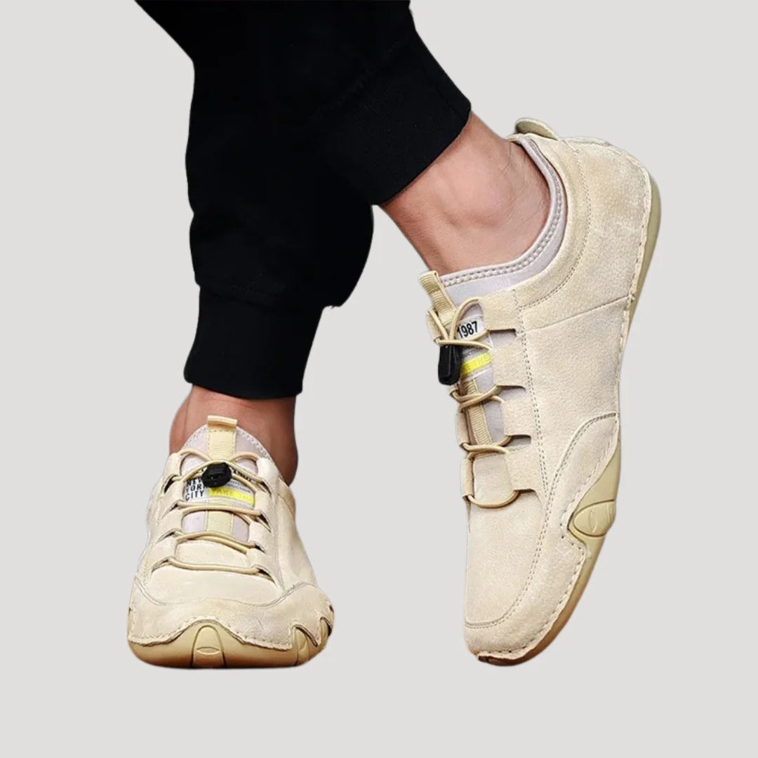 Herr mocka sneakers låg profil slip-on fritidsskor