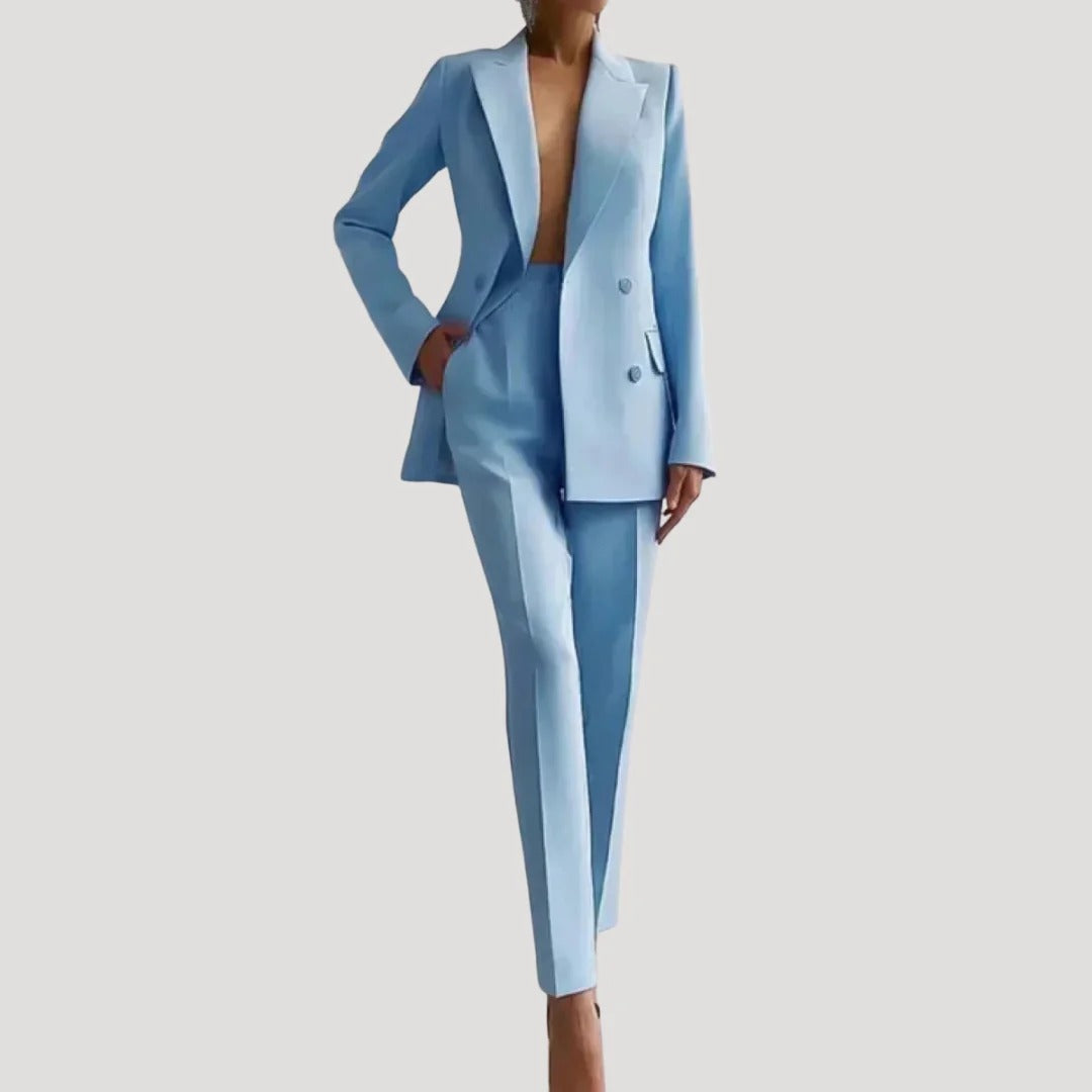 Dam kostymset med blazer och kostymbyxor