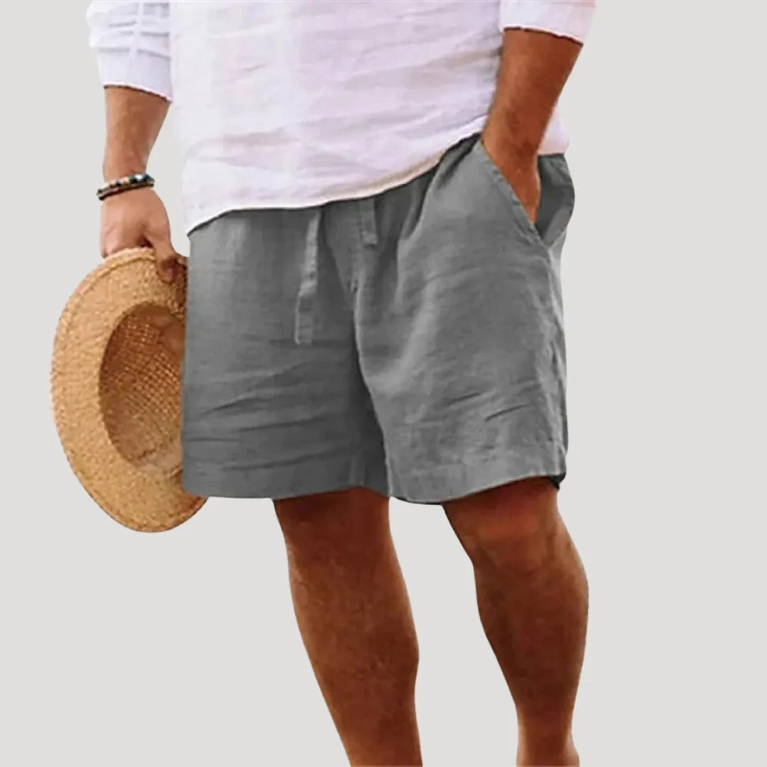 Herr linneshorts med lös passform