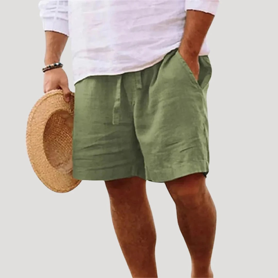Herr linneshorts med lös passform