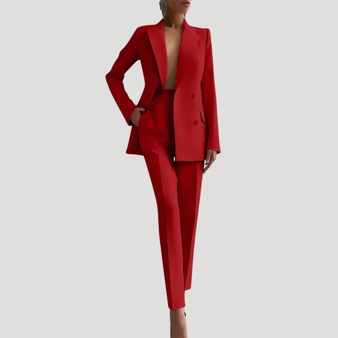 Dam kostymset med blazer och kostymbyxor