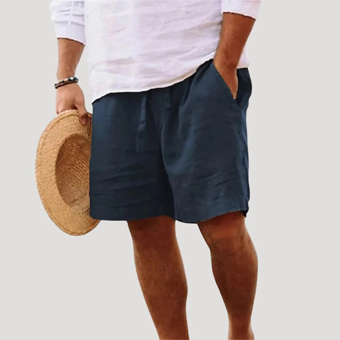 Herr linneshorts med lös passform