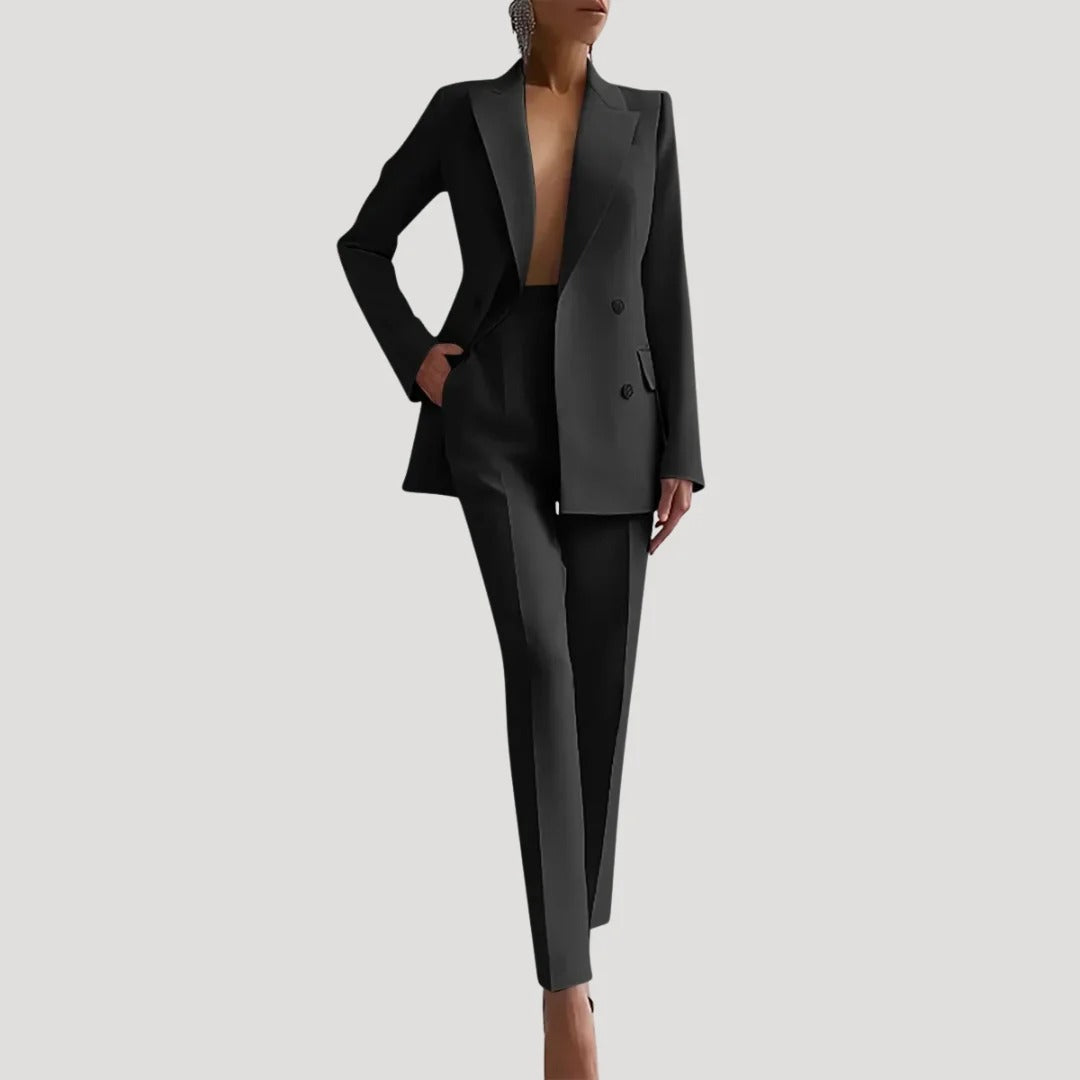Dam kostymset med blazer och kostymbyxor