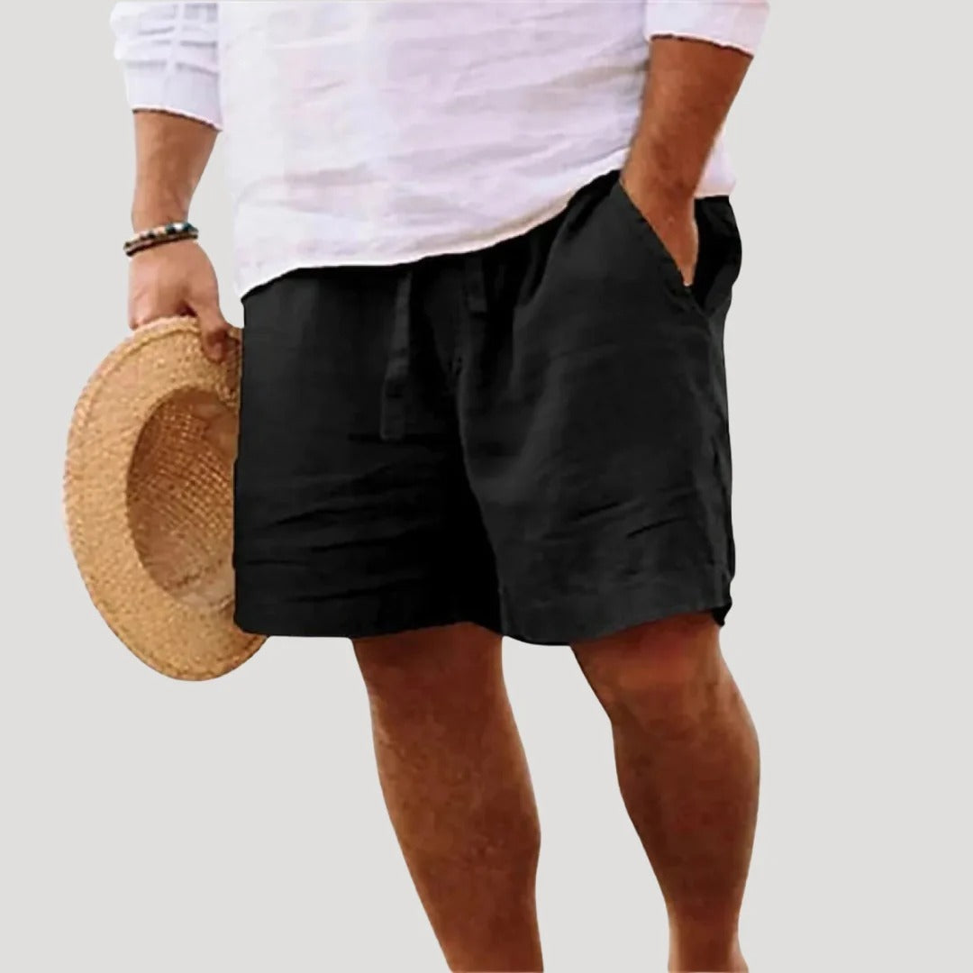 Herr linneshorts med lös passform