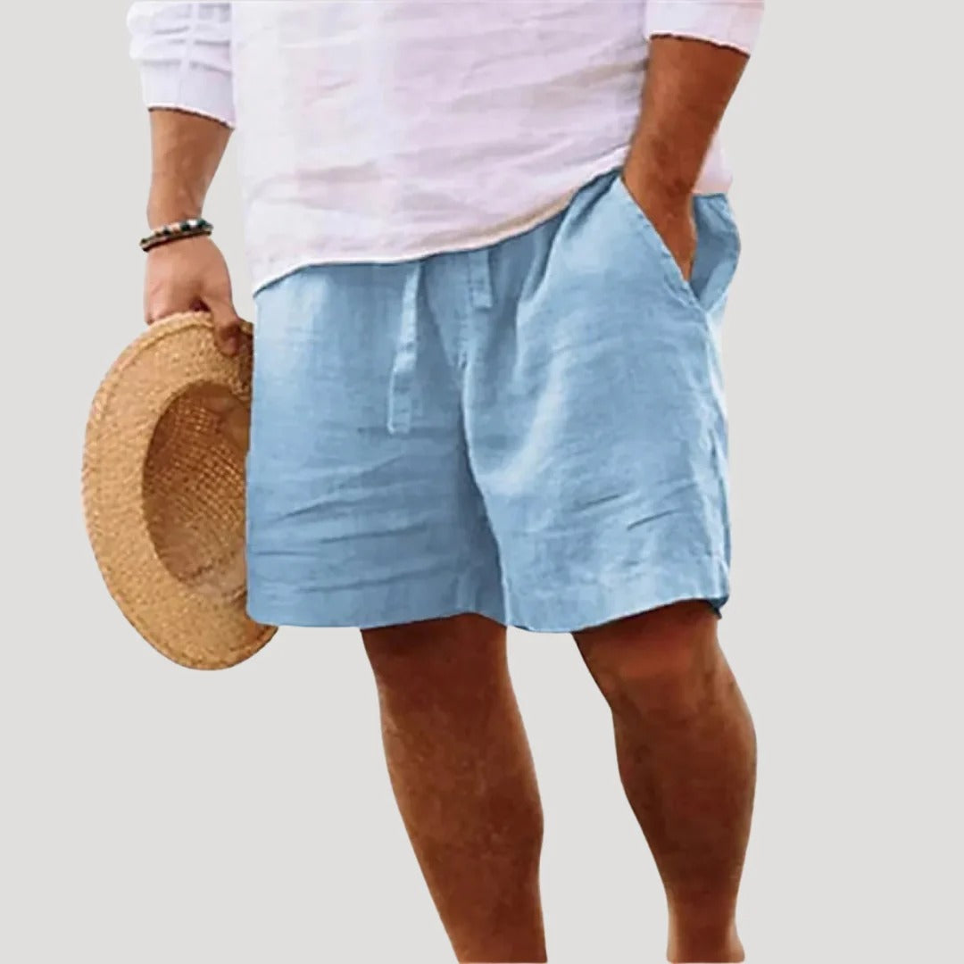Herr linneshorts med lös passform