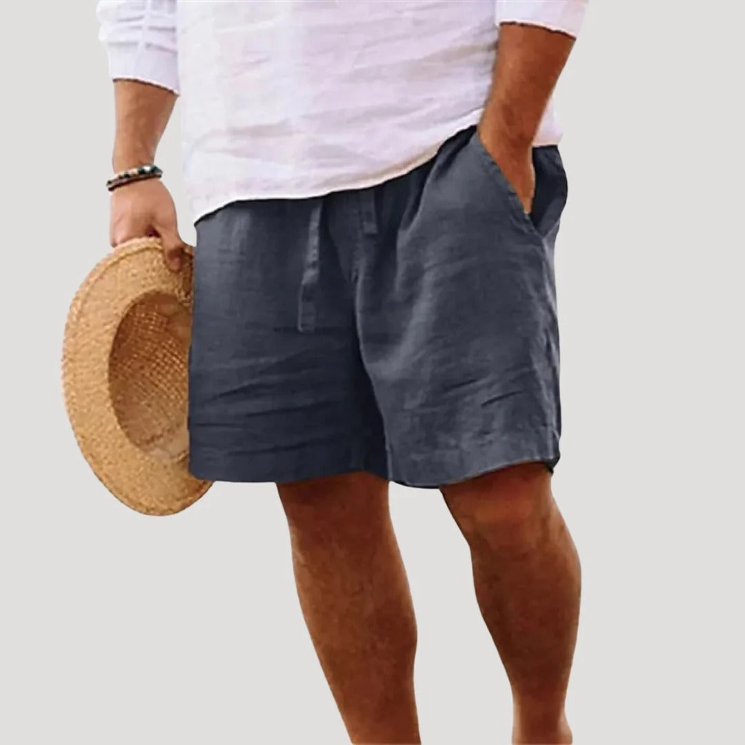 Herr linneshorts med lös passform