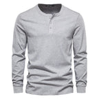 Herr långärmad Henley T-shirt för träning och vardag