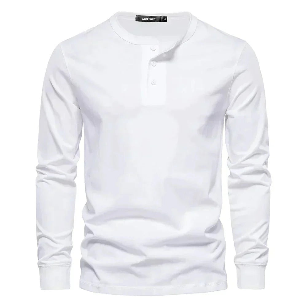 Herr långärmad Henley T-shirt för träning och vardag