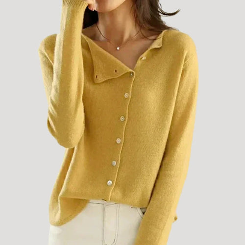 Dam asymmetrisk stickad jumper med knappar