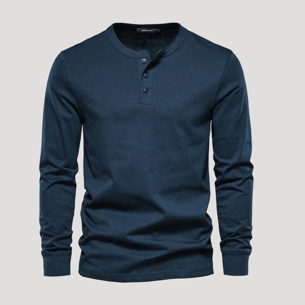 Herr långärmad Henley T-shirt för träning och vardag