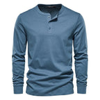 Herr långärmad Henley T-shirt för träning och vardag