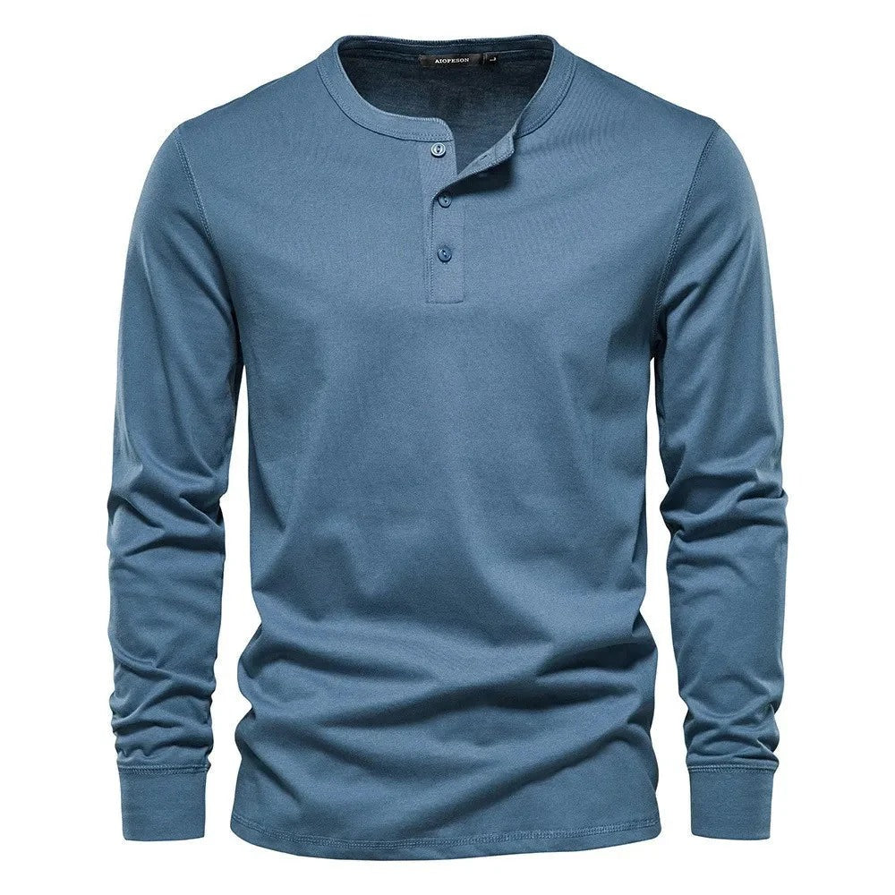 Herr långärmad Henley T-shirt för träning och vardag