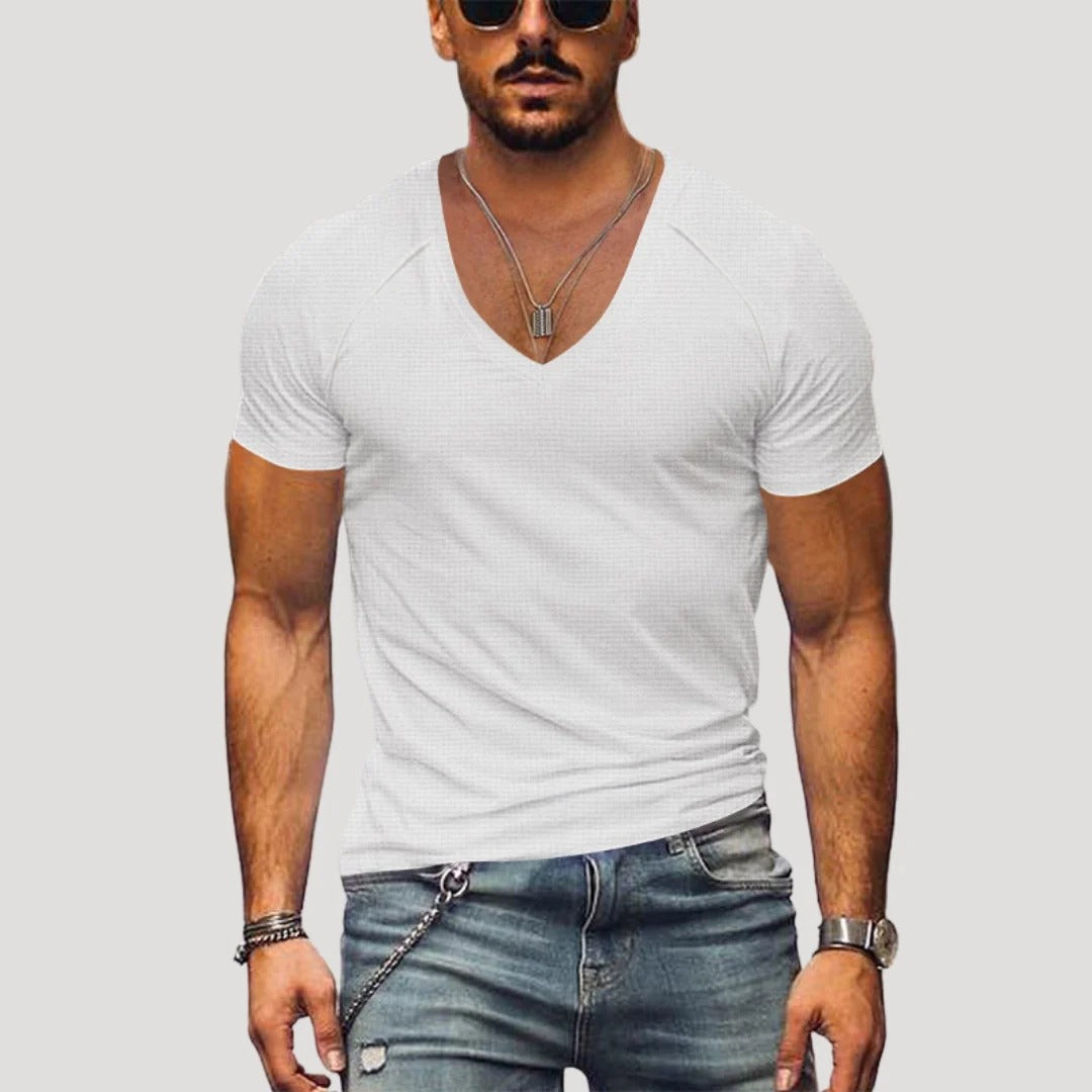 Herr slim fit V-ringad T-shirt kortärmad