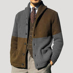 Herr stickad cardigan med sjalkrage