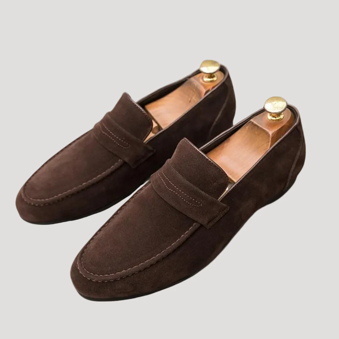 Herr läder penny loafers med lätt sula
