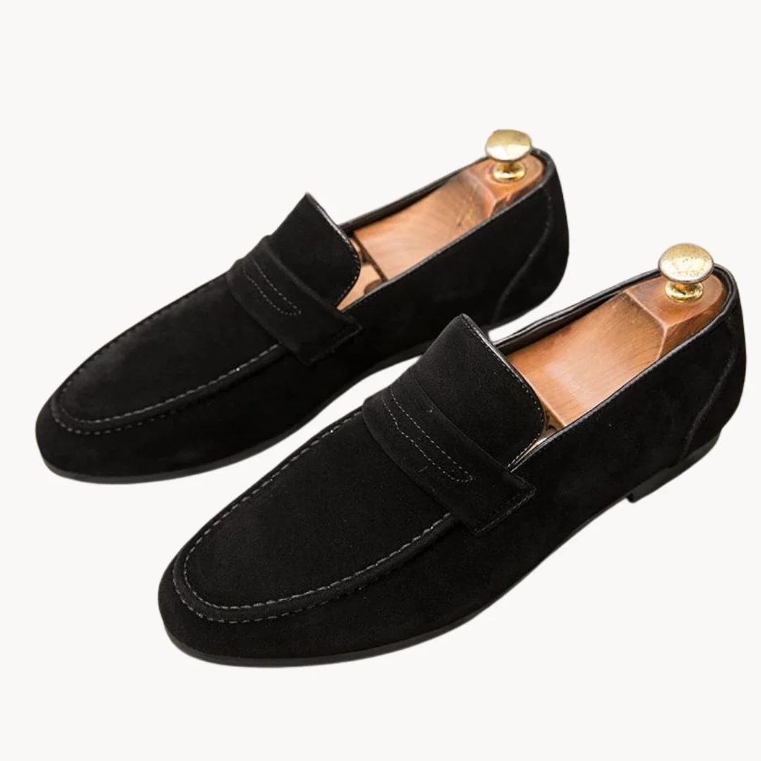 Herr läder penny loafers med lätt sula