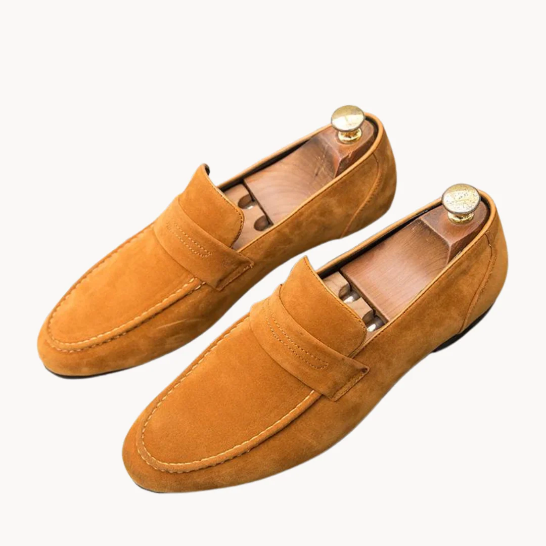 Herr läder penny loafers med lätt sula