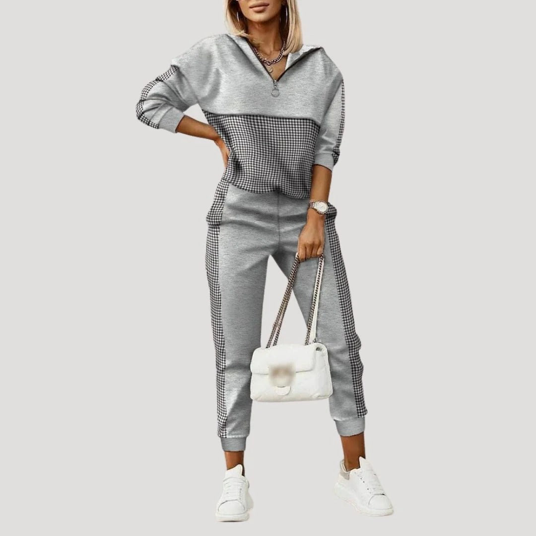 Dam träningsoverall set med hoodie och dragkedja